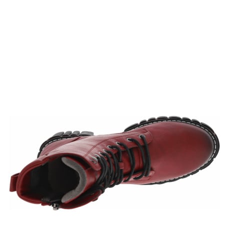 Bottes rouges à talon bloc effet fumé sur le bout et fermeture zippée sur le côté extérieur - Image 5