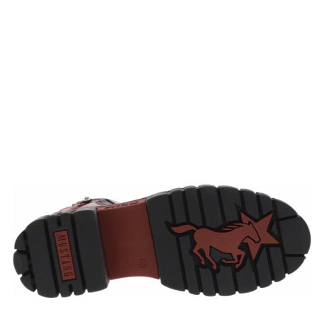 Bottes rouges à talon bloc effet fumé sur le bout et fermeture zippée sur le côté extérieur - Image 6