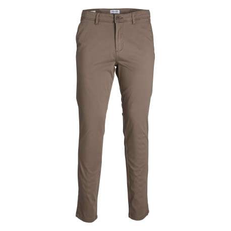 Pantalon chino en coton marron avec 4 poches et une coupe slim