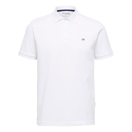 Polo en coton biologique maille piquée blanc à coupe droite et col boutonné