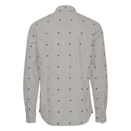 Chemise en coton gris à rayures bleu marine, à coupe slim et col français - Image 2