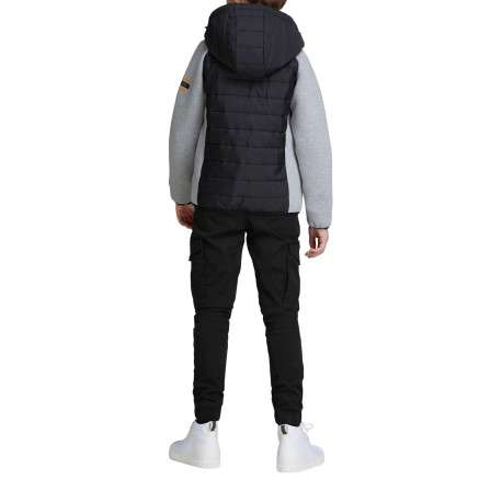 Pantalon Cargo en coton mélangé noir uni coupe slim et poches aux cuisses - Image 4