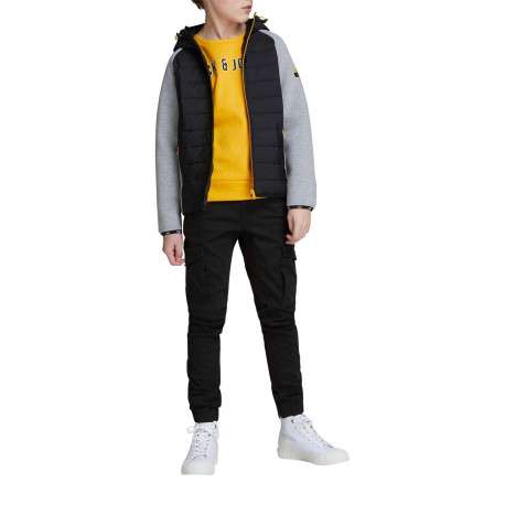 Pantalon Cargo en coton mélangé noir uni coupe slim et poches aux cuisses - Image 5