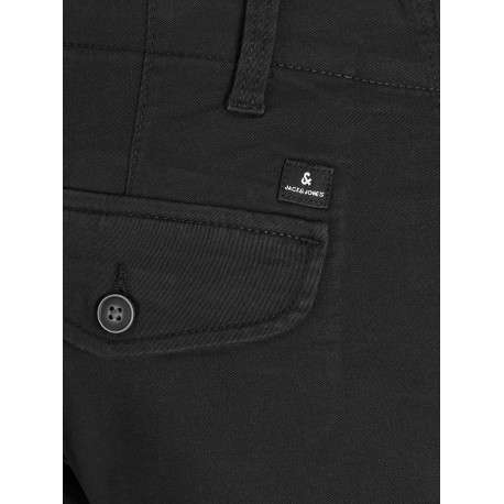 Pantalon Cargo en coton mélangé noir uni coupe slim et poches aux cuisses - Image 6