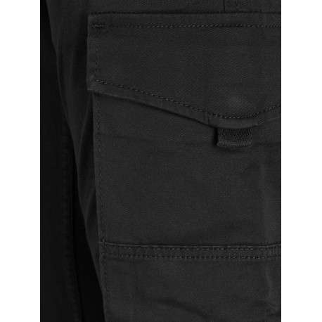Pantalon Cargo en coton mélangé noir uni coupe slim et poches aux cuisses - Image 7