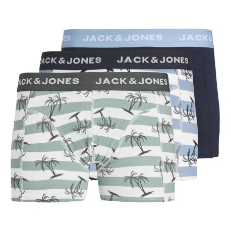 Lot de 3 Boxers classiques en coton multicolore uni avec imprimé rayures
