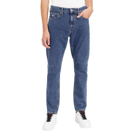 Jean slim 5 poches Scanton en partie en coton stretch recyclé bleu uni