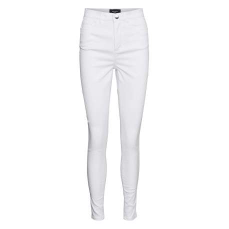 Pantalon blanc uni avec une coupe slim et une taille intermédiaire