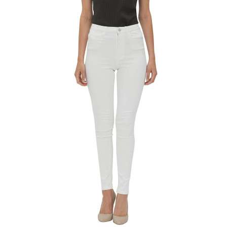 Pantalon blanc uni avec une coupe slim et une taille intermédiaire - Image 4
