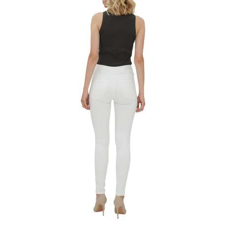 Pantalon blanc uni avec une coupe slim et une taille intermédiaire - Image 5