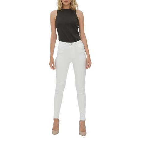 Pantalon blanc uni avec une coupe slim et une taille intermédiaire - Image 6