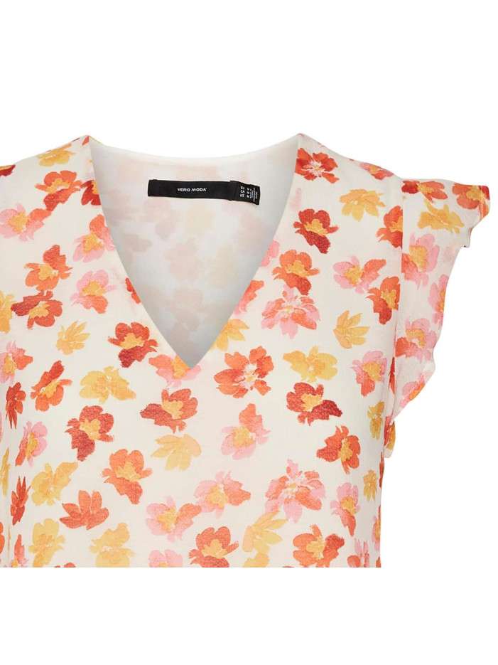 T-shirt Sans Manches Un1 Deux2 Trois3 Imprimé Fleuri - Taille 42/44 - Occasion Bon état