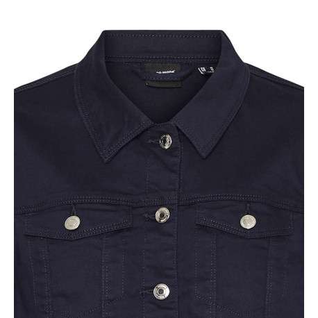 Veste en jean marine en coton mélangé avec une coupe droite et un col français - Image 2