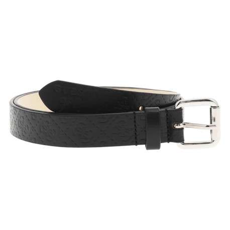 Ceinture noire unie à l'extérieur et intérieur beige avec fermoir argenté