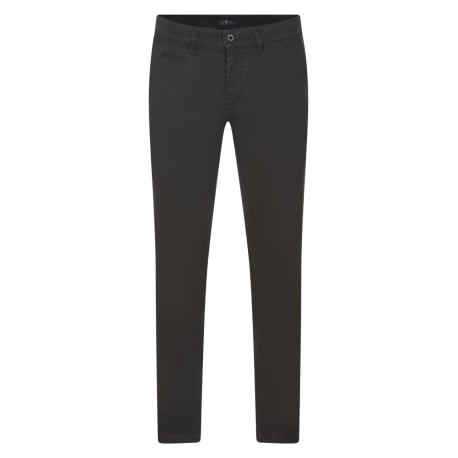 Pantalon Chino en coton gris uni avec une coupe ajustée et fermeture zippée