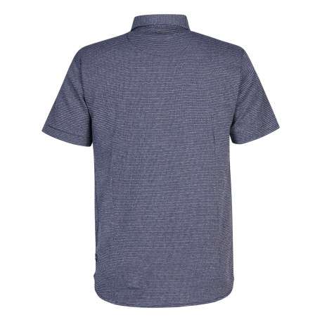 Chemise droite, en coton motifs abstraits bleu, à manches courte et col français - Image 2