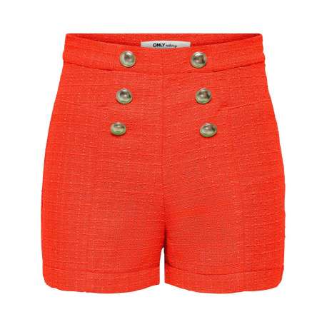 Short chino orange en tweed avec des boutons argentés décoratifs