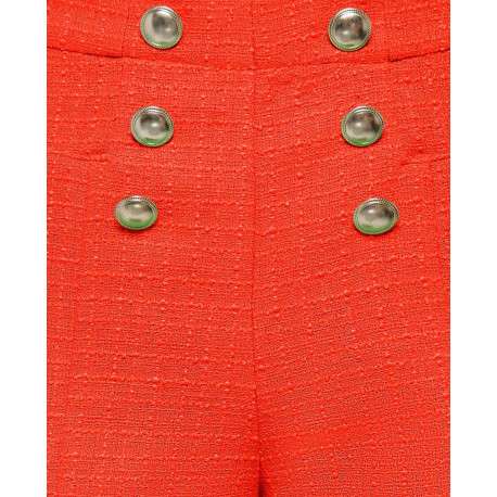 Short chino orange en tweed avec des boutons argentés décoratifs - Image 3