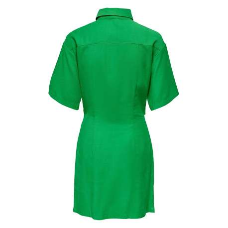 Robe courte verte ouverte à l'avant avec une coupe ajustée et un col français - Image 4