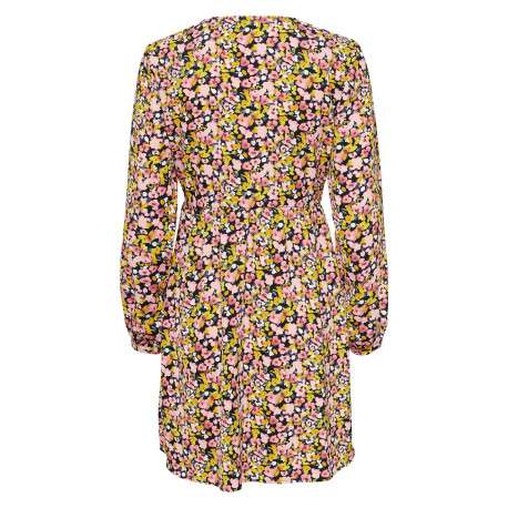 Robe courte multicolore imprimé floral avec une coupe patineuse et un col v - Image 2