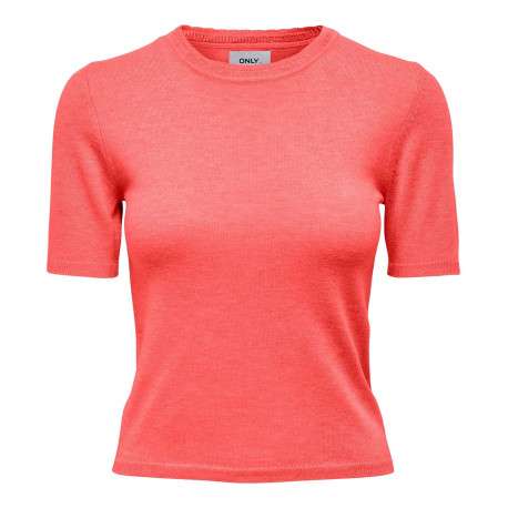 Pull pêche avec une coupe droite un col rond et en maille fine intégral