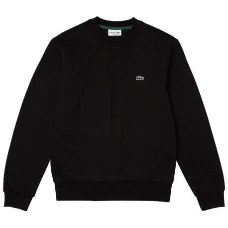 Sweat en coton mélangé noir uni avec une coupe droite et un col rond - Image 2