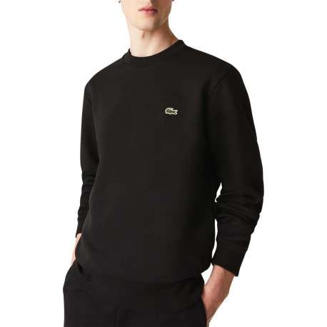 Sweat en coton mélangé noir uni avec une coupe droite et un col rond - Image 3