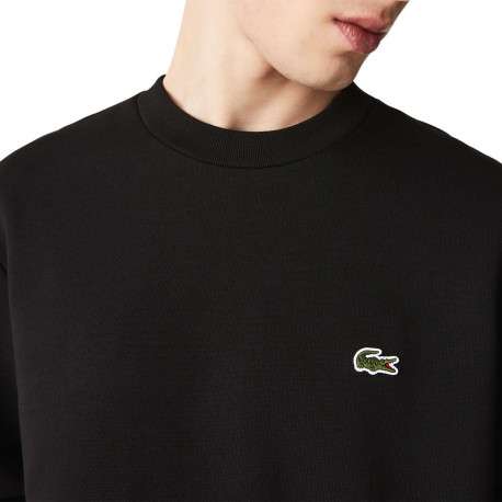 Sweat en coton mélangé noir uni avec une coupe droite et un col rond - Image 4