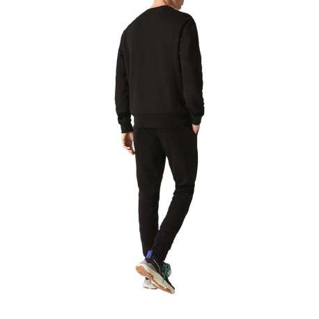 Sweat en coton mélangé noir uni avec une coupe droite et un col rond - Image 5