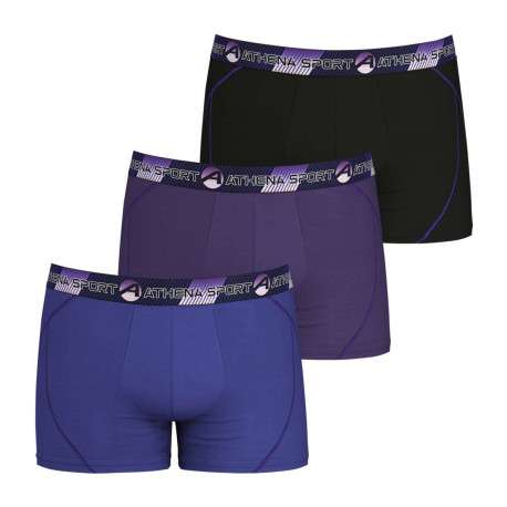 Lot de 3 boxers multicolores unis avec une coupe fermée et taille élastiquée