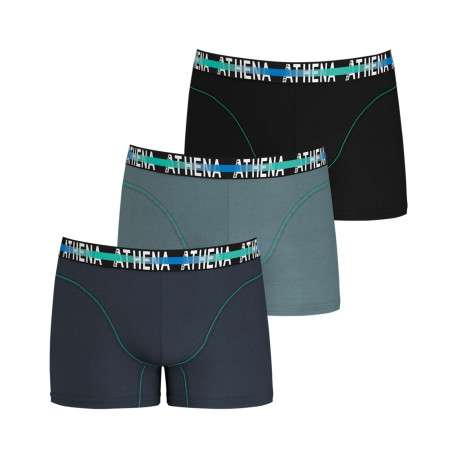 Lot de 3 Boxers classiques en coton multicolores unis avec marque à la taille - Image 5