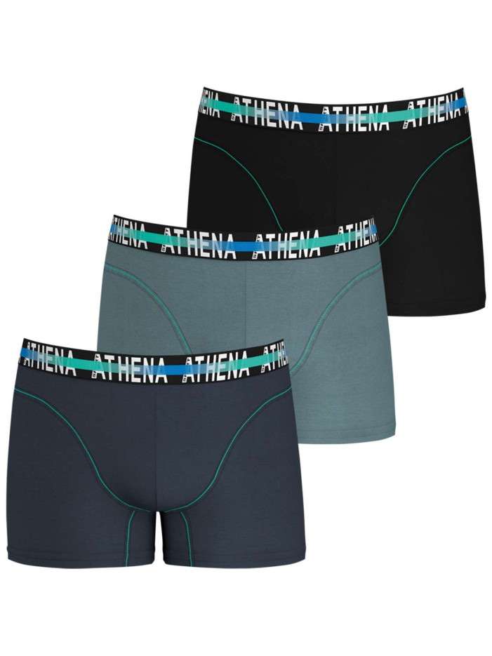 Lot de 3 Boxers classiques en coton multicolores unis avec marque à la taille - Image 5