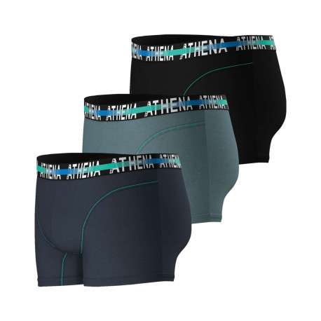 Lot de 3 Boxers classiques en coton multicolores unis avec marque à la taille - Image 7