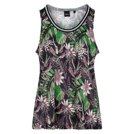 Débardeur multicolore fantaisie coupe cintré col rond et imprimé fleurs