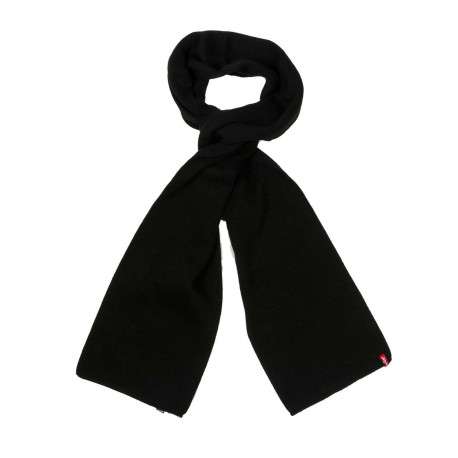 Echarpe noire unie avec logo iconique de la marque cousu
