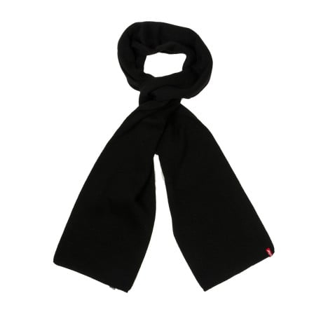 Echarpe noire unie avec logo iconique de la marque cousu
