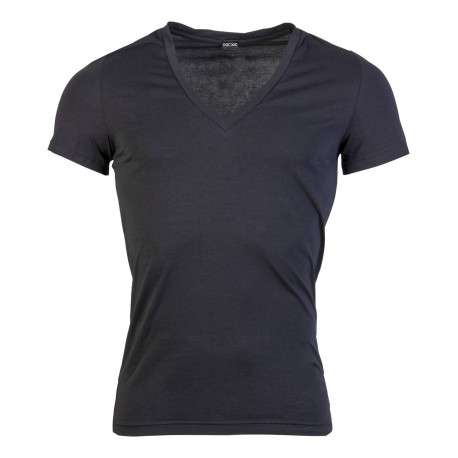 T-shirt classique Supreme en coton noir à col v et manches courtes