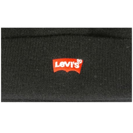 Bonnet noir à revers avec logo iconique de la marque cousu et surpiqûres ton sur ton