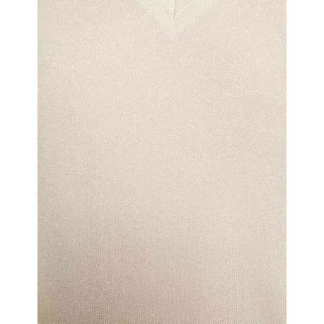T-shirt écru uni avec une coupe droite à col v et des manches courtes - Image 11
