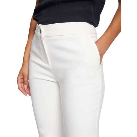 Pantalon 7/8éme blanc uni avec une coupe slim et une taille intermédiaire - Image 5