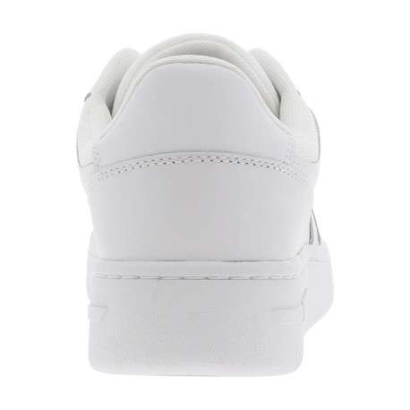 Baskets basses en cuir blanc et à lacets blancs tressés plats - Image 4