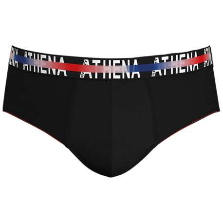 Lot de 3 slips en coton noirs unis avec une coupe fermée et taille au nom de la marque - Image 3