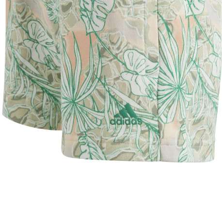 Short en coton à imprimé de fleurs tropicales vert canard, taille élastiquée - Image 3