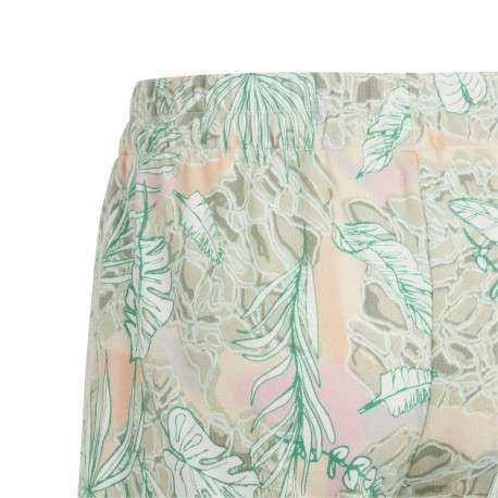 Short en coton à imprimé de fleurs tropicales vert canard, taille élastiquée - Image 4