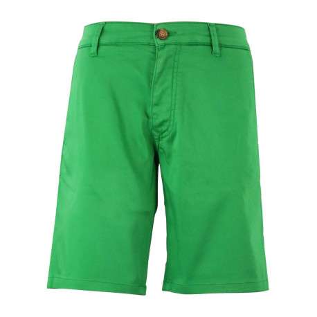 Bermuda en coton mélangé vert uni avec une coupe droite et taille Intermédiaire
