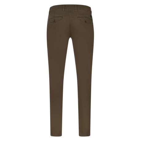 Pantalon chino en coton camel effet nid d'abeille avec une coupe droite - Image 2