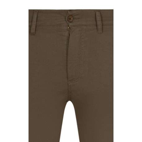 Pantalon chino en coton camel effet nid d'abeille avec une coupe droite - Image 3