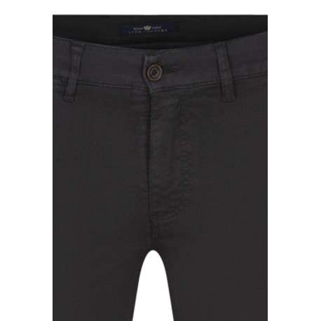 Pantalon chino en coton anthracite effet nid d'abeille à coupe droite - Image 3