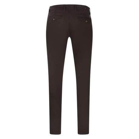 Pantalon Chino en coton marron uni avec une coupe ajustée et une poche gousset - Image 2