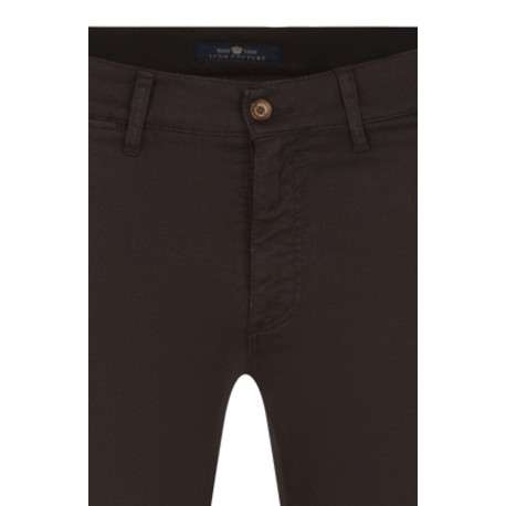 Pantalon Chino en coton marron uni avec une coupe ajustée et une poche gousset - Image 3